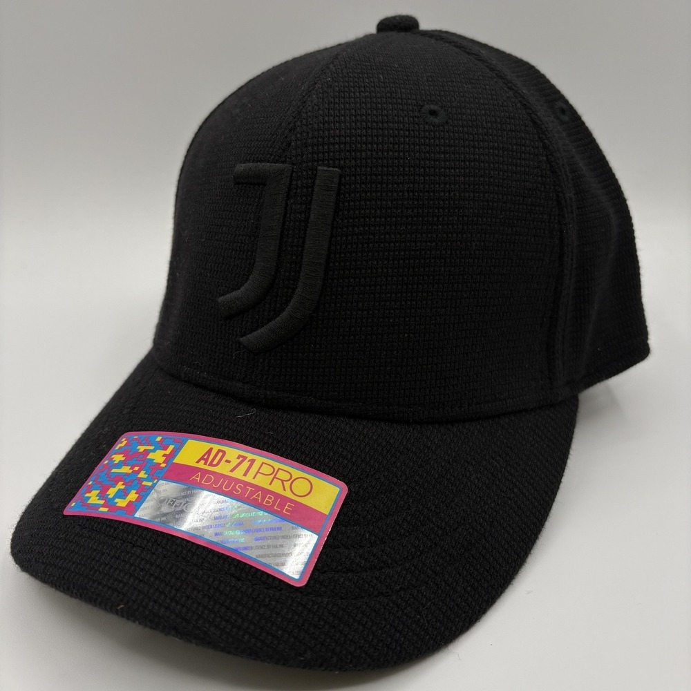 Juventus Hat Fan Ink Cap Strap Back One Size Black Soccer Football Official NEW